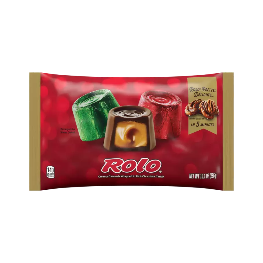 ROLO® Holiday Creamy Caramels in Rich Chocolate Candy, 10.1 oz bag - Front of Package