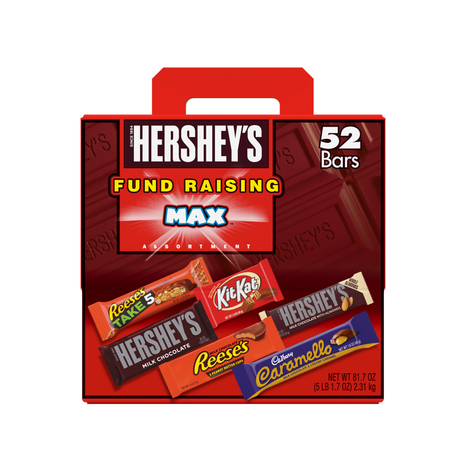 Hershey Fund Raising Max Assortment, 81.7 oz box, 52 bars - Front of Package