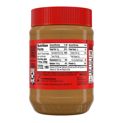 REESE'S Smooth Traditional Peanut Butter Spread, 500g Jar