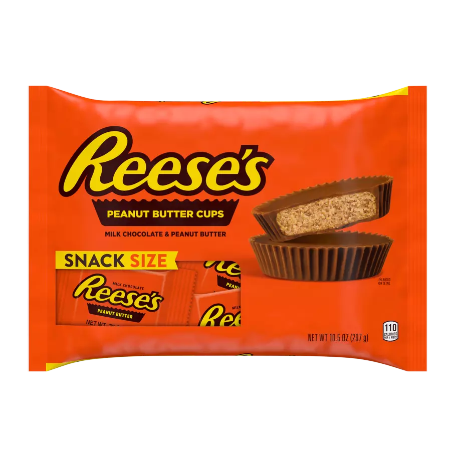 REESE'S Milk Chocolate Snack Size Peanut Butter Cups, 10.5 oz bag - Front of Package