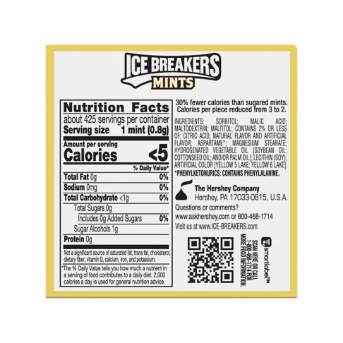 ICE BREAKERS Golden Apple Sugar Free Mints, 12 oz box, 8 pack