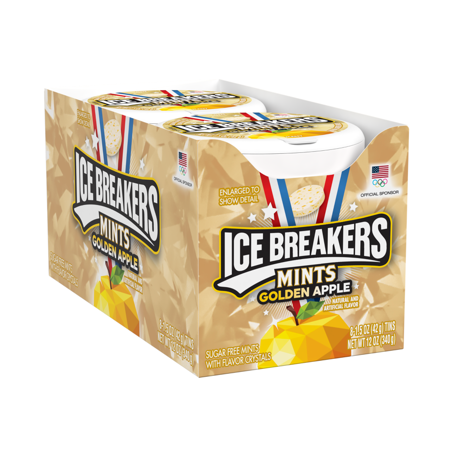ICE BREAKERS Golden Apple Sugar Free Mints, 12 oz box, 8 pack
