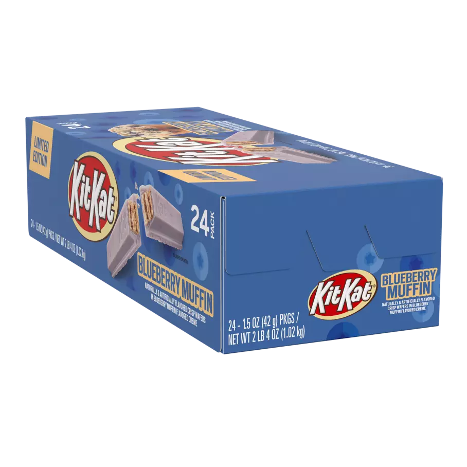 KIT KAT® Blueberry Muffin Candy Bars, 1.5 oz, 24 count box - Front of Package