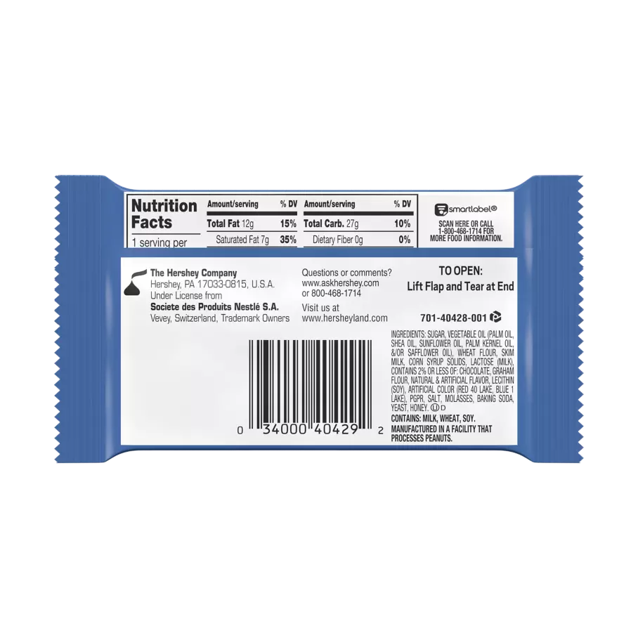 KIT KAT® Blueberry Muffin Candy Bar, 1.5 oz - Back of Package