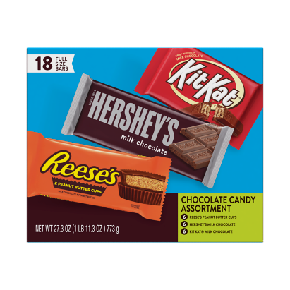 Hershey Variety Pack Chocolate Candy Bar Assortment, 27.3 oz box, 18 bars