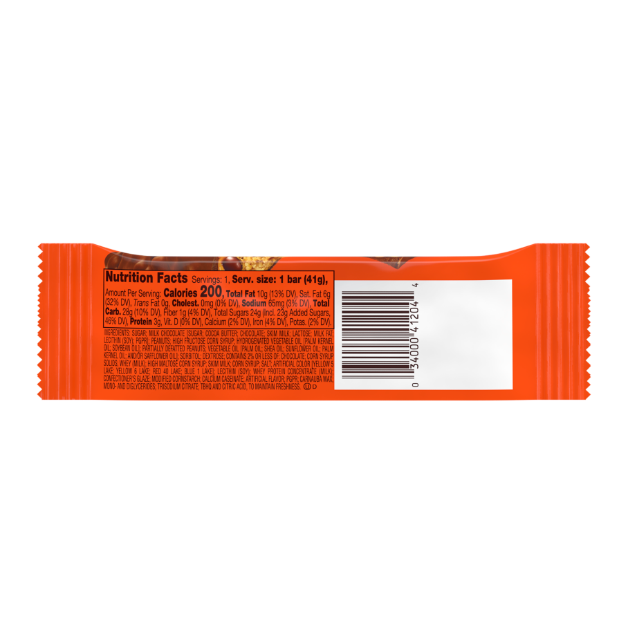 REESE'S OUTRAGEOUS! Milk Chocolate Peanut Butter Candy Bar, 1.48 oz - Back of Package
