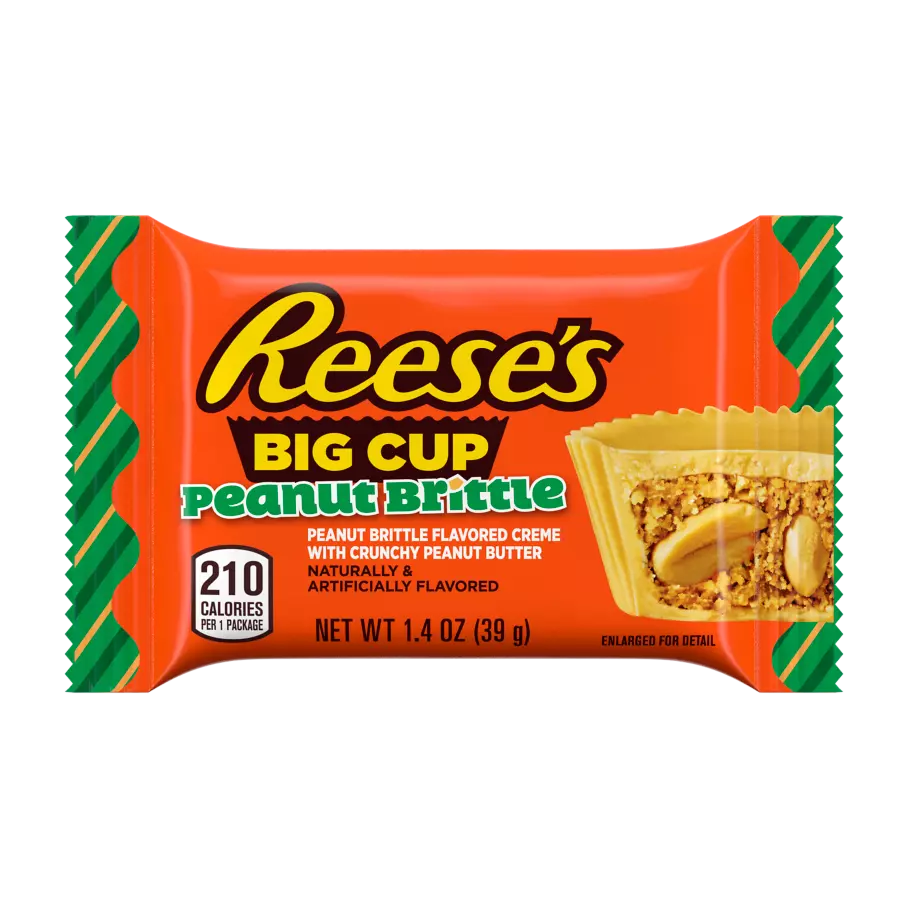 REESE'S Big Cup Holiday Peanut Brittle Peanut Butter Cup, 1.4 oz - Front of Package