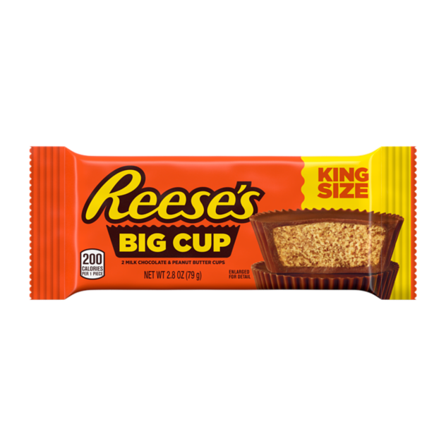 REESE'S Big Cup Milk Chocolate King Size Peanut Butter Cups, 2.8 oz - Front of Package