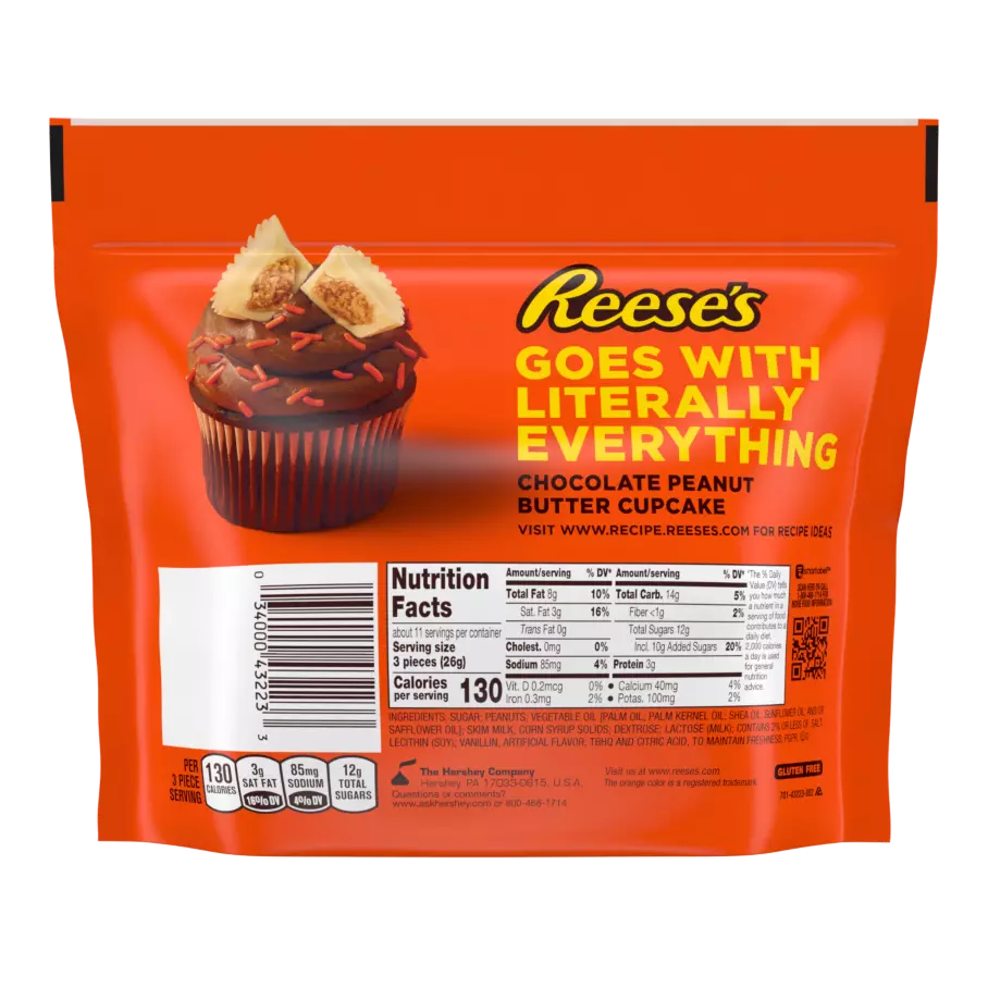 REESE'S Miniatures White Creme Peanut Butter Cups, 10.5 oz bag - Back of Package