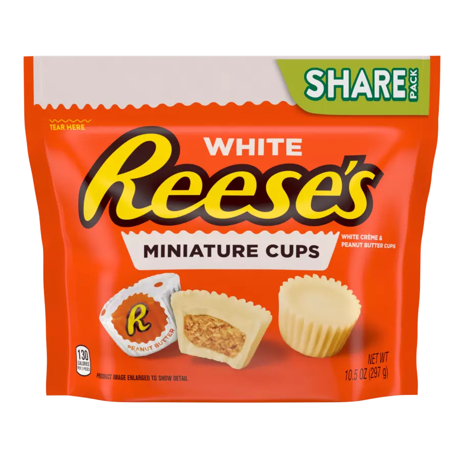 REESE'S Miniatures White Creme Peanut Butter Cups, 10.5 oz bag - Front of Package