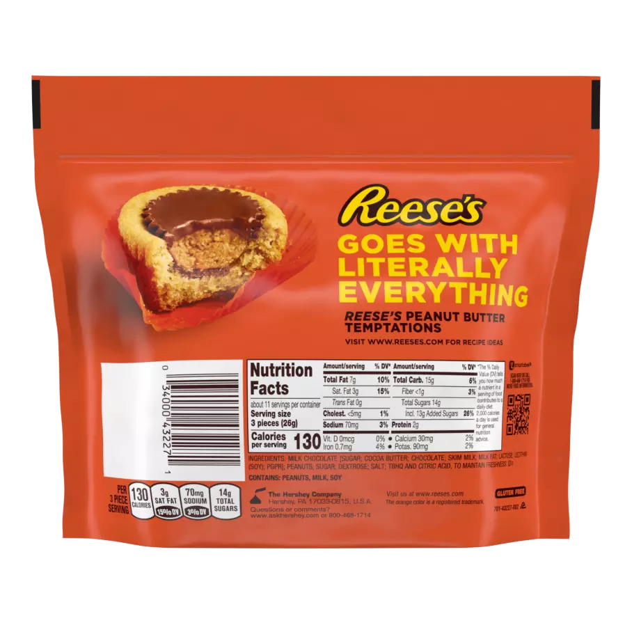 REESE'S Miniatures Milk Chocolate Peanut Butter Cups, 10.5 oz bag - Back of Package
