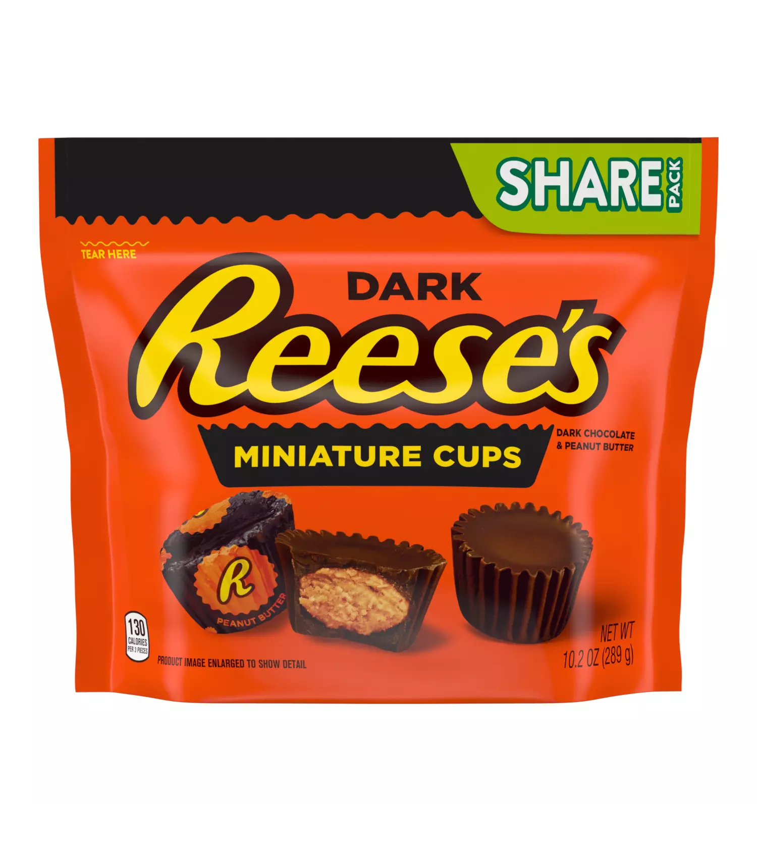 REESE'S Miniatures Dark Chocolate Peanut Butter Cups, 10.2 oz bag - Front of Package