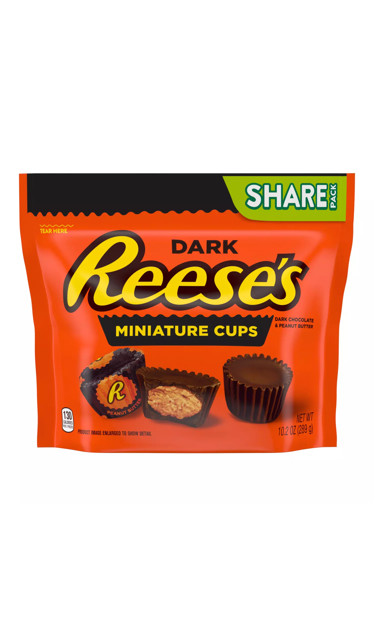 REESE'S Miniatures Dark Chocolate Peanut Butter Cups, 10.2 oz bag - Front of Package
