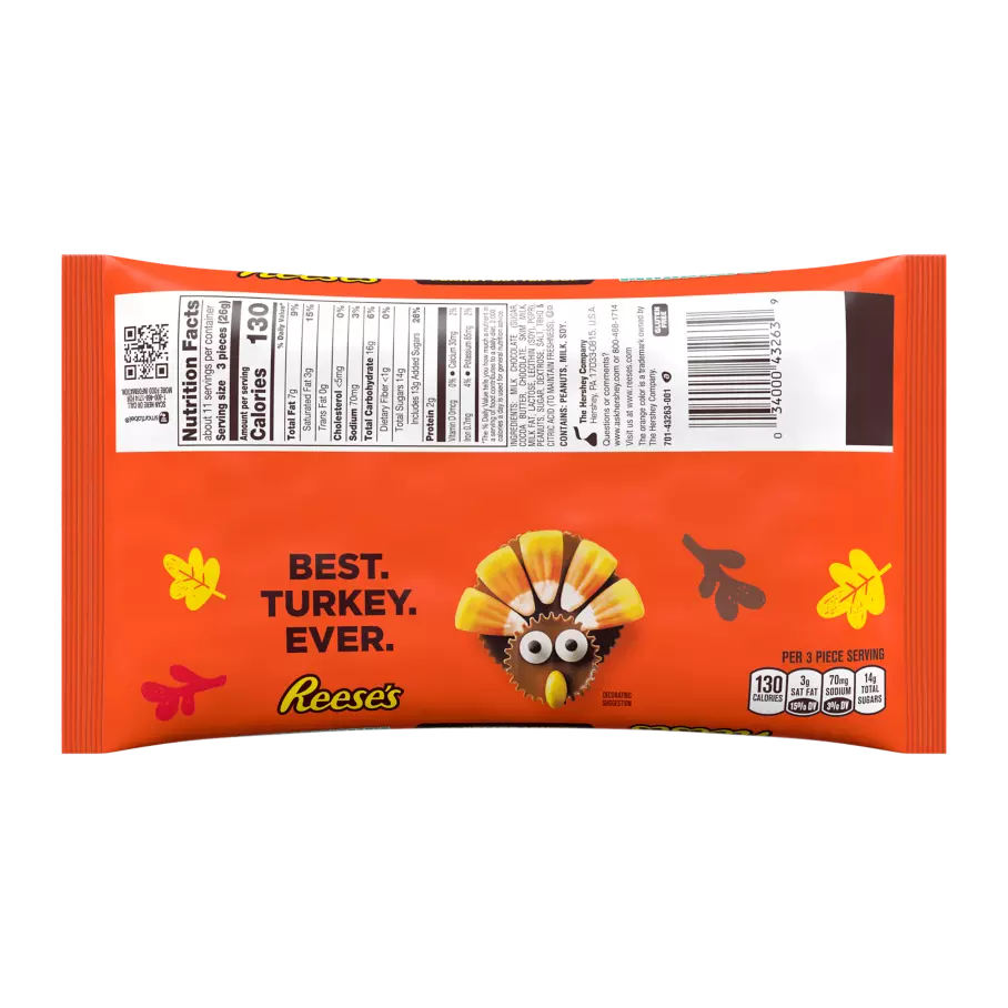 REESE'S Fall Harvest Milk Chocolate Miniatures Peanut Butter Cups, 9.92 oz bag - Back of Package