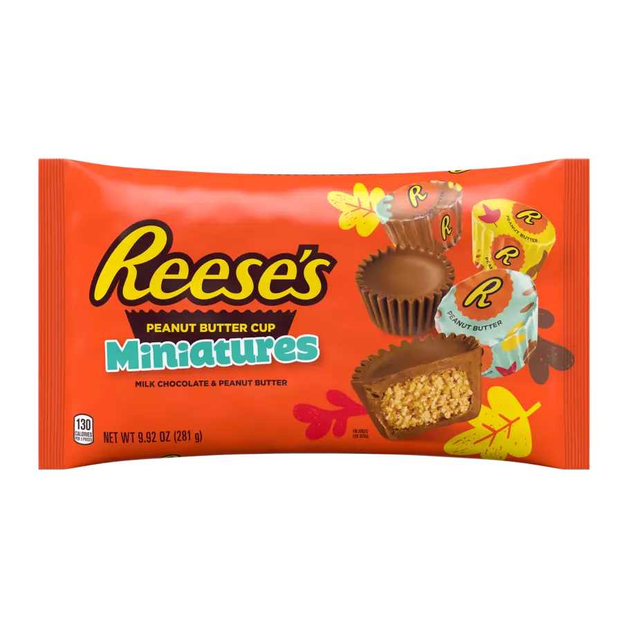 REESE'S Fall Harvest Milk Chocolate Miniatures Peanut Butter Cups, 9.92 oz bag - Front of Package