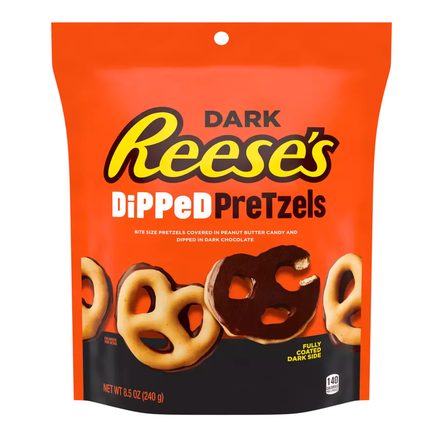 REESE'S Dipped Pretzels Dark Chocolate Snack, 8.5 oz bag - Front of Package