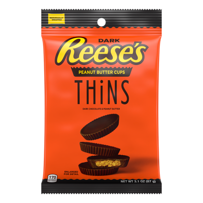 REESE'S THiNS Dark Chocolate Peanut Butter Cups, 3.1 oz bag