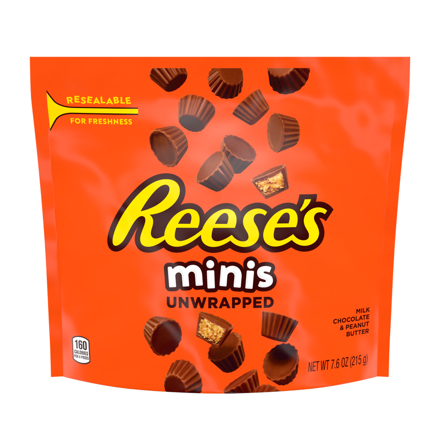 REESE'S Minis Milk Chocolate Peanut Butter Cups, 7.6 oz bag - Front of Package