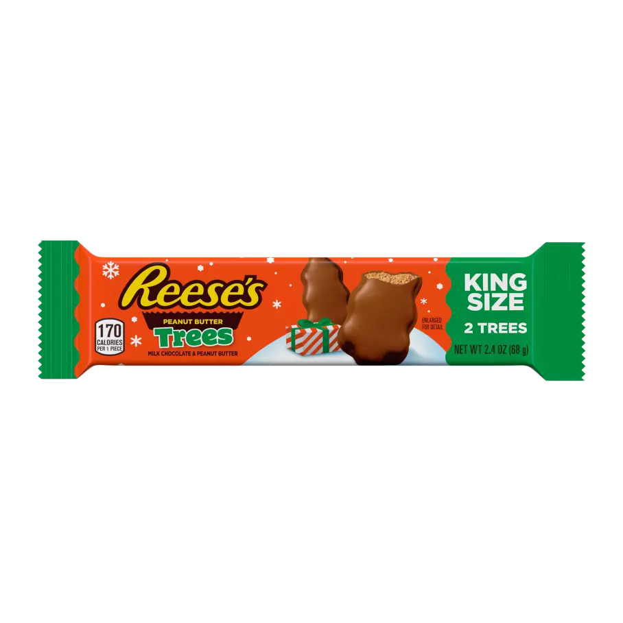 REESE'S Milk Chocolate Peanut Butter King Size Trees, 2.4 oz - Front of Package