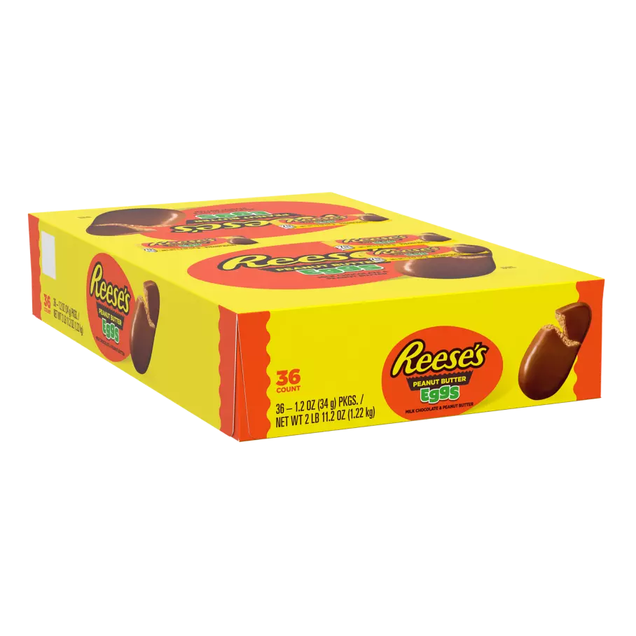 REESE'S Milk Chocolate Peanut Butter Eggs, 43.2 oz box, 36 pack - Front of Package