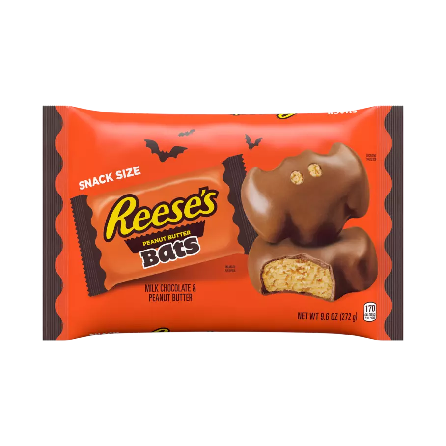REESE'S Milk Chocolate Peanut Butter Snack Size Bats, 9.6 oz bag - Front of Package