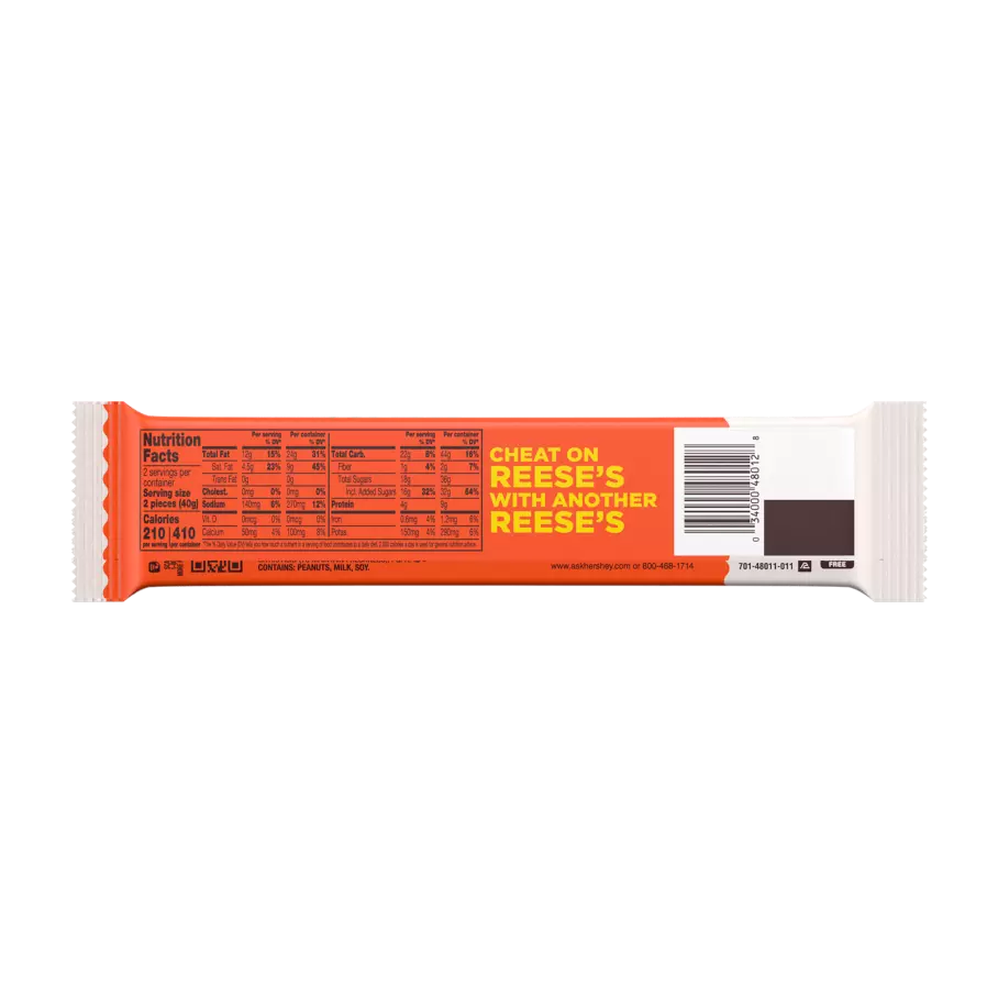 REESE'S White Creme King Size Peanut Butter Cups, 2.8 oz - Back of Package
