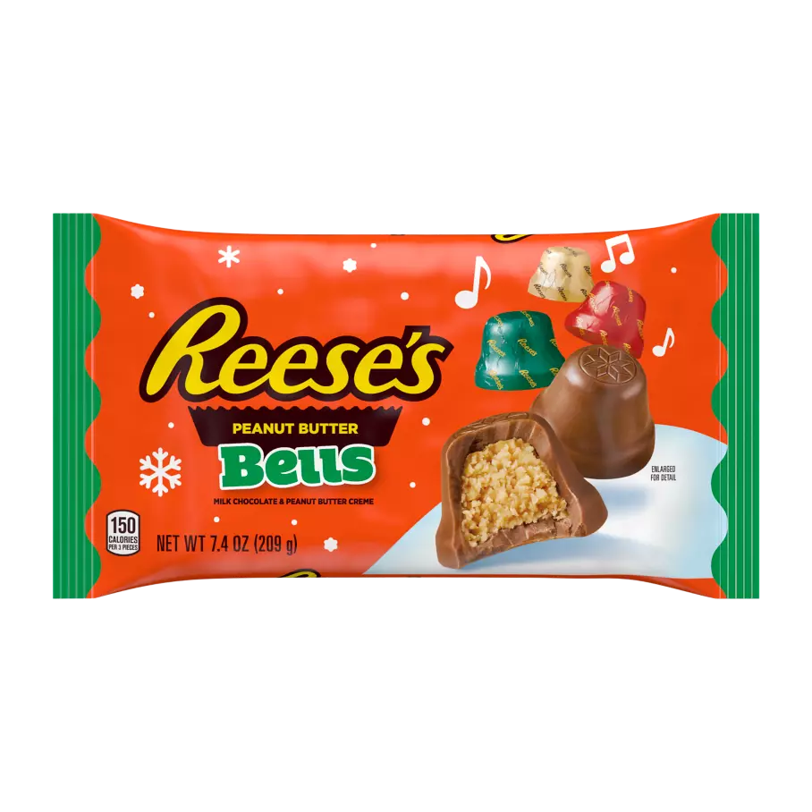 REESE'S Milk Chocolate Peanut Butter Bells, 7.4 oz bag - Front of Package