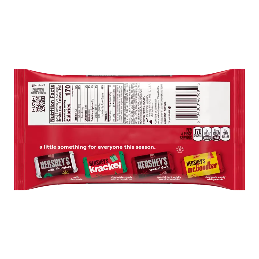 HERSHEY'S Holiday Miniatures Assortment, 9.9 oz bag - Back of Package