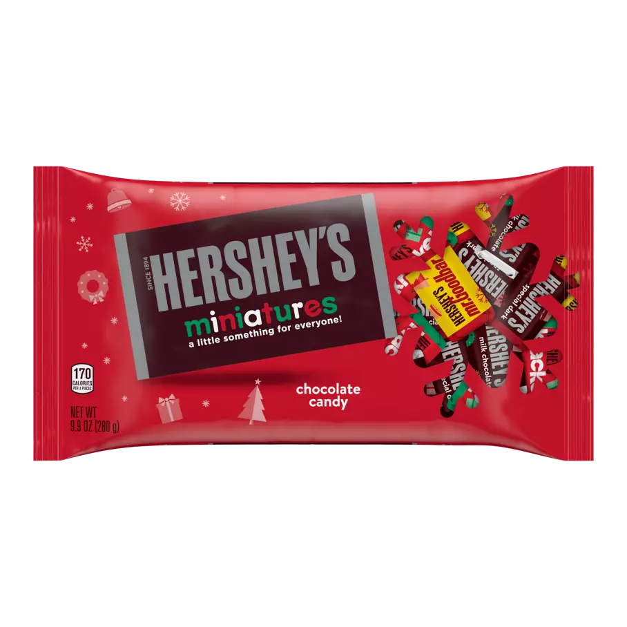 HERSHEY'S Holiday Miniatures Assortment, 9.9 oz bag - Front of Package