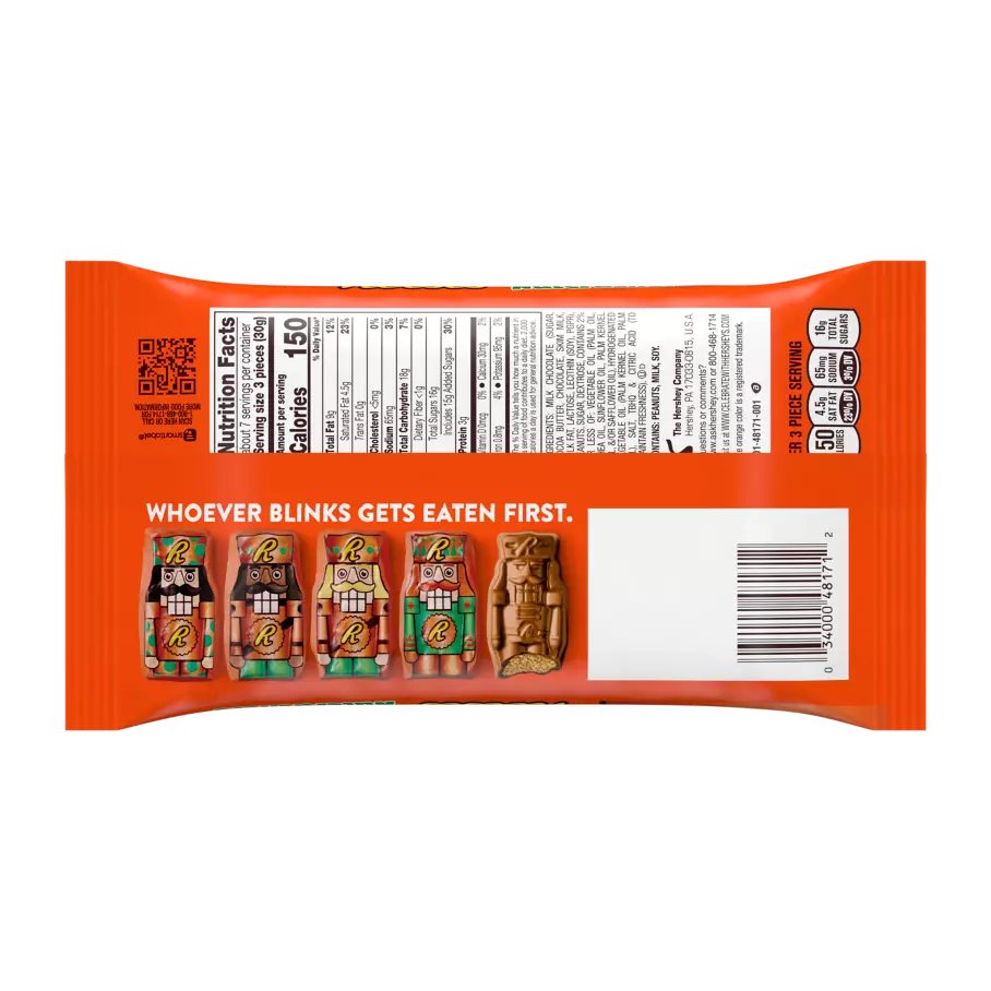 REESE'S Milk Chocolate Peanut Butter Nutcrackers, 7.4 oz bag - Back of Package