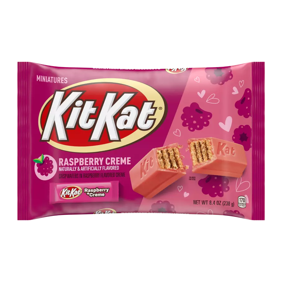 KIT KAT® Valentine's Raspberry Creme Miniatures Candy Bars, 8.4 oz bag - Front of Package