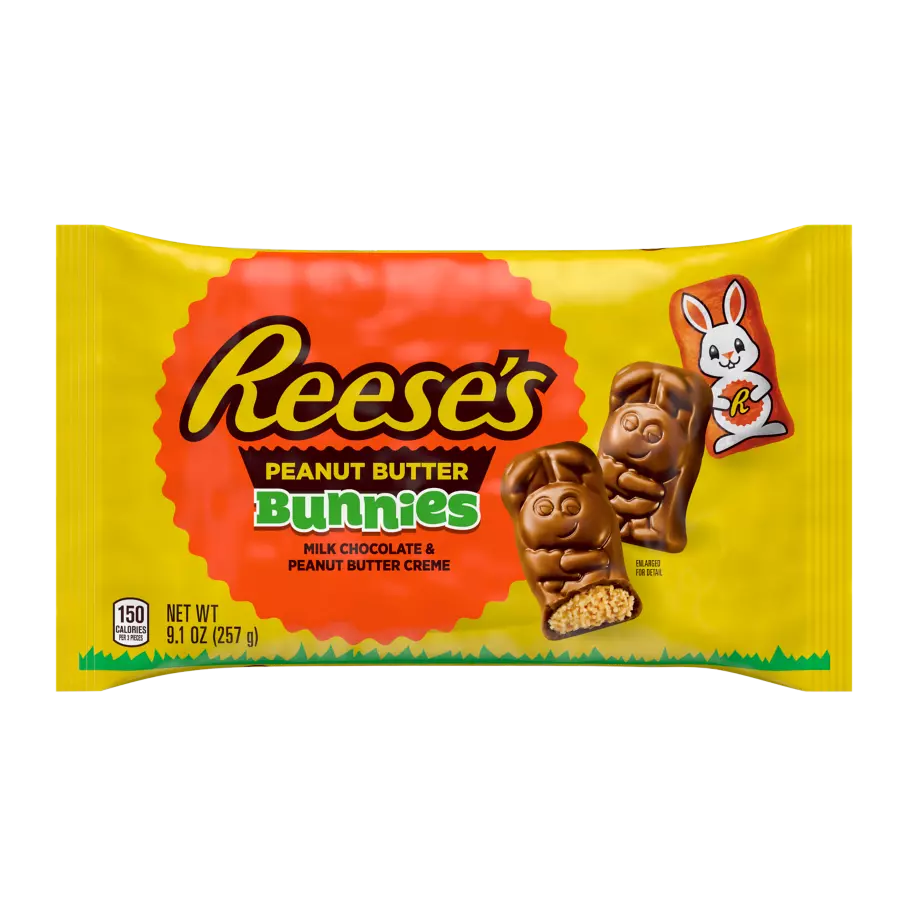 REESE'S Milk Chocolate Peanut Butter Bunnies, 9.1 oz bag - Front of Package