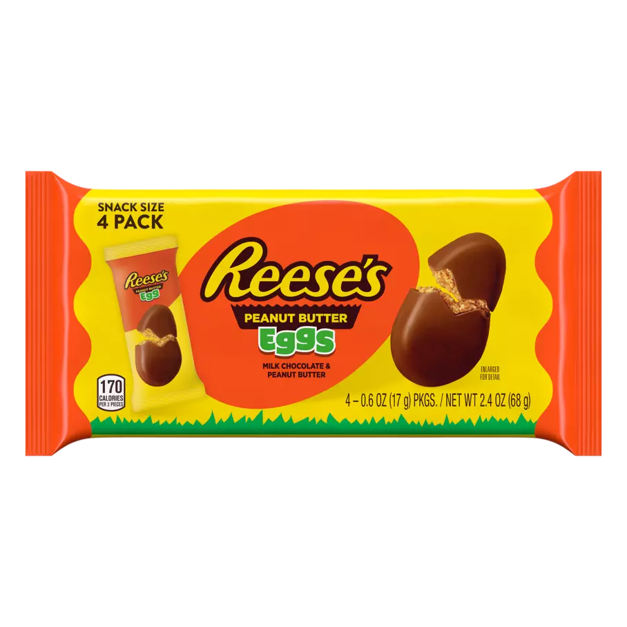 REESE'S Milk Chocolate Peanut Butter Snack Size Eggs, 0.6 oz, 4 pack - Front of Package