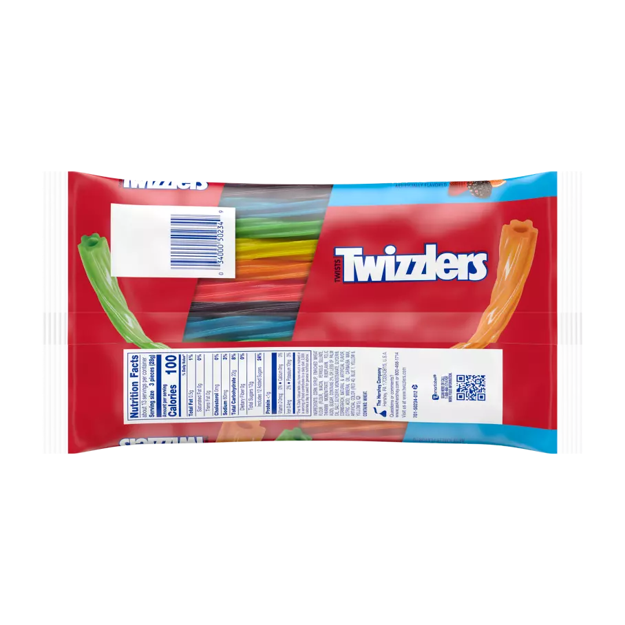 TWIZZLERS Twists Rainbow Candy, 12.4 oz bag - Back of Package