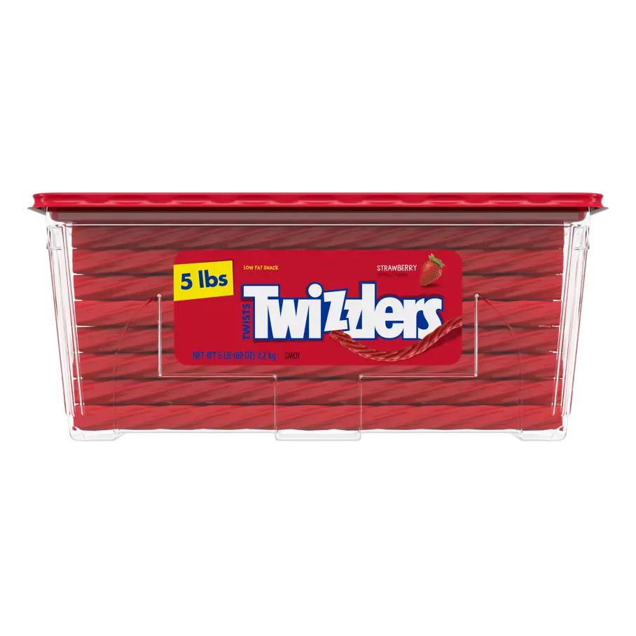 TWIZZLERS Twists Strawberry Flavored Candy, 80 oz tub - Front of Package