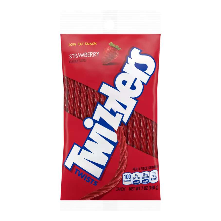 TWIZZLERS Twists Strawberry Flavored Candy, 7 oz bag - Front of Package