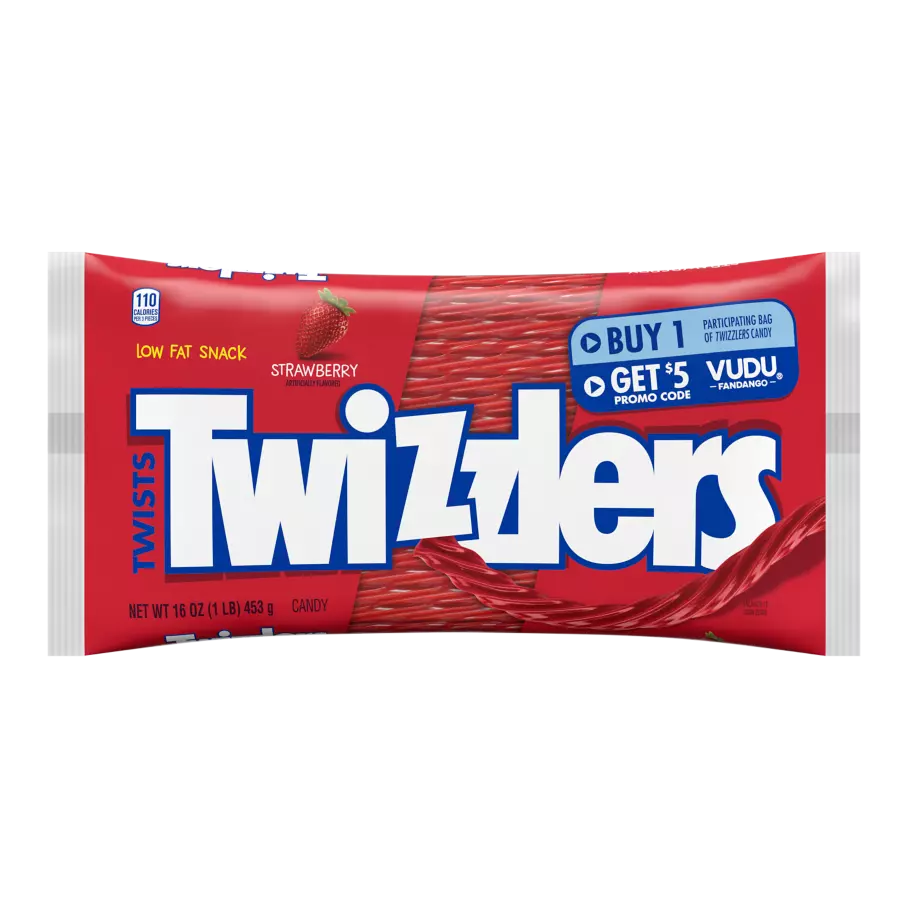TWIZZLERS Twists Strawberry Flavored Candy, 16 oz bag - Front of Package