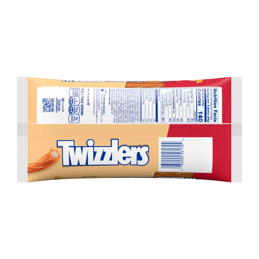 TWIZZLERS Filled Twists Orange Cream Pop Flavored Candy, 11 oz bag - Back of Package