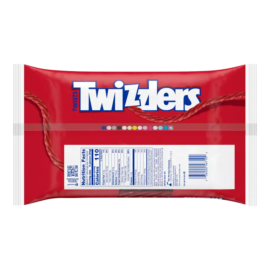 TWIZZLERS Twists Strawberry Flavored Candy, 32 oz big bag - Back of Package