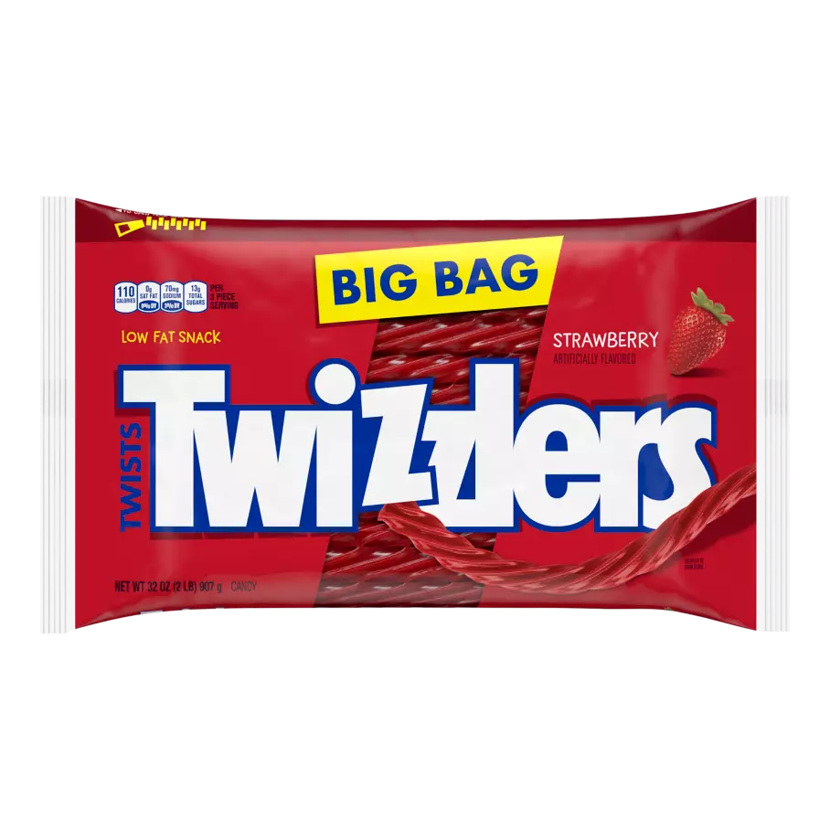 TWIZZLERS Twists Strawberry Flavored Candy, 32 oz big bag - Front of Package