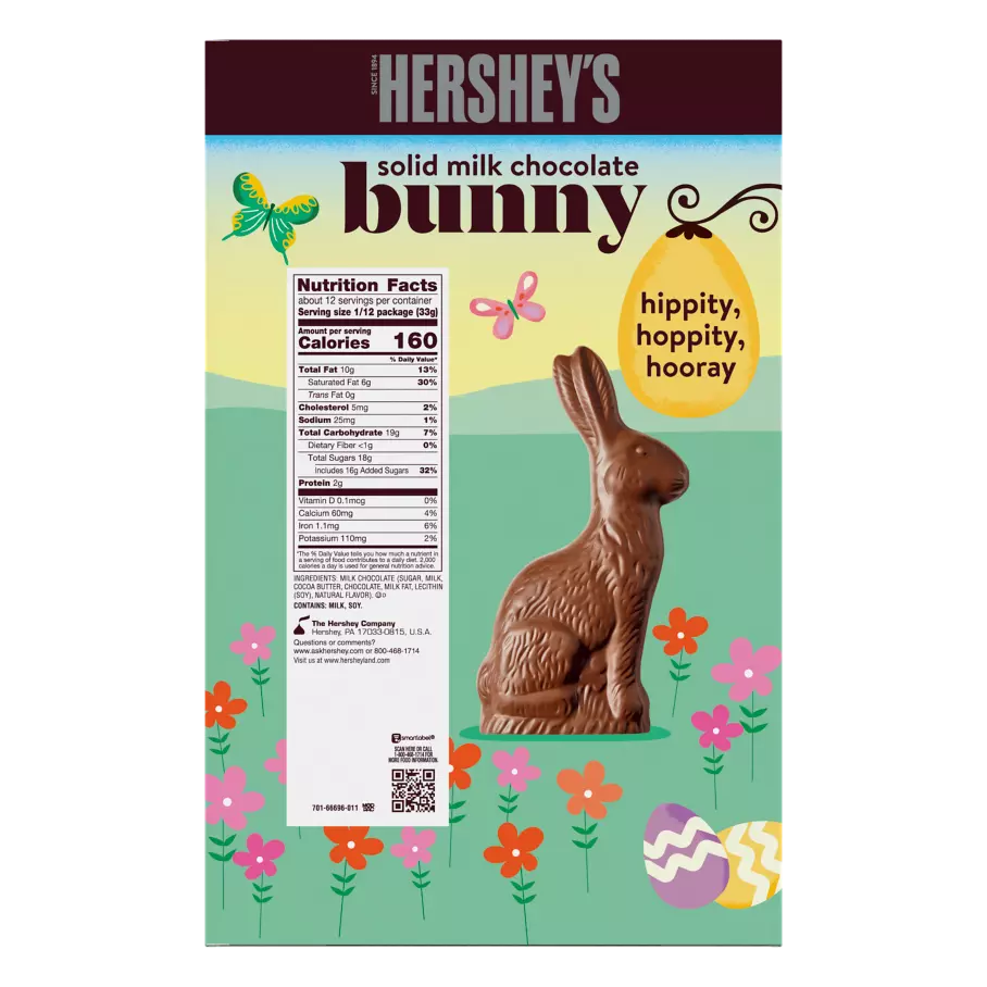 HERSHEY'S Easter Milk Chocolate Bunny, 14 oz box - Back of Package