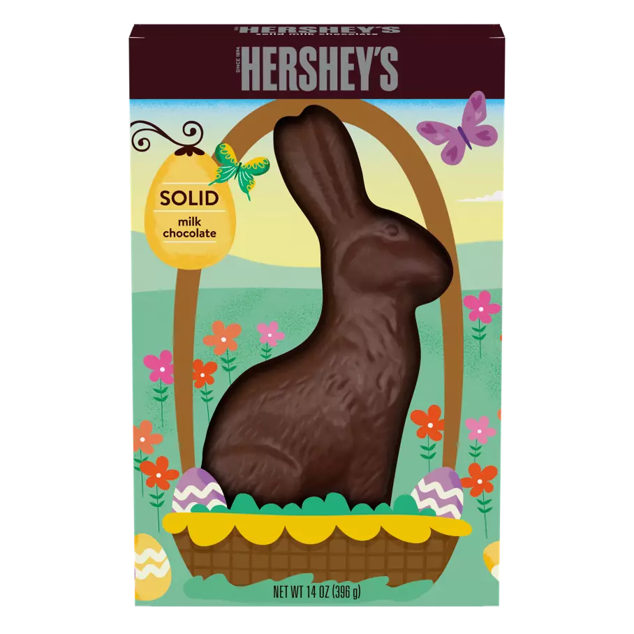 HERSHEY'S Easter Milk Chocolate Bunny, 14 oz box - Front of Package