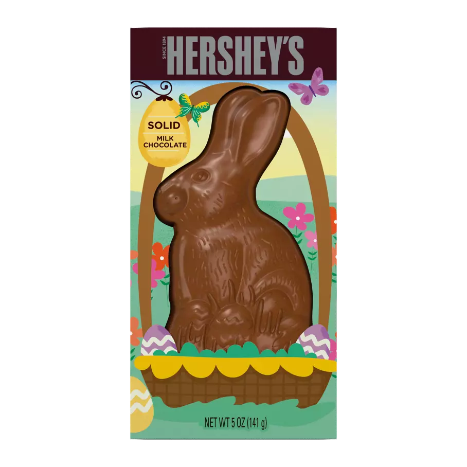 HERSHEY'S Solid Milk Chocolate Bunny, 5 oz box - Front of Package