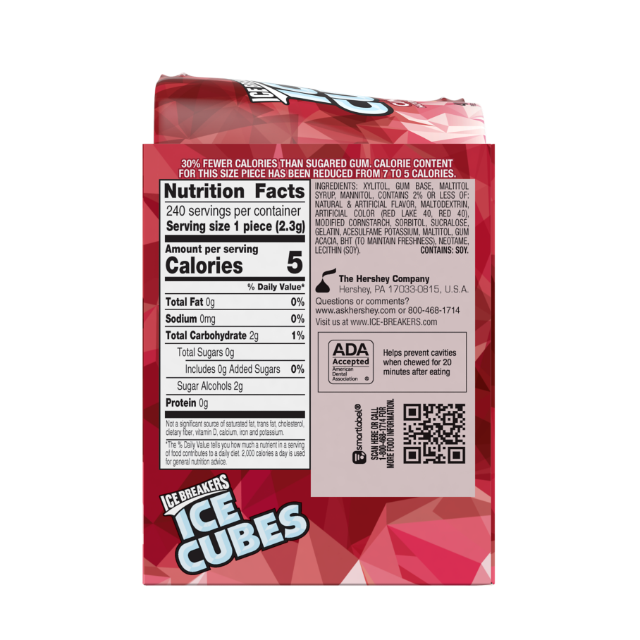 ICE BREAKERS ICE CUBES Cinnamon Sugar Free Gum, 19.44 oz box, 6 pack