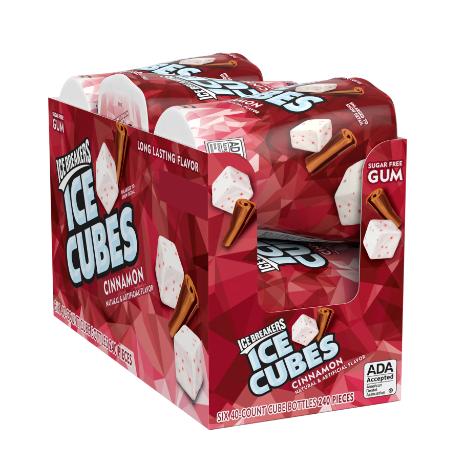 ICE BREAKERS ICE CUBES Cinnamon Sugar Free Gum, 19.44 oz box, 6 pack