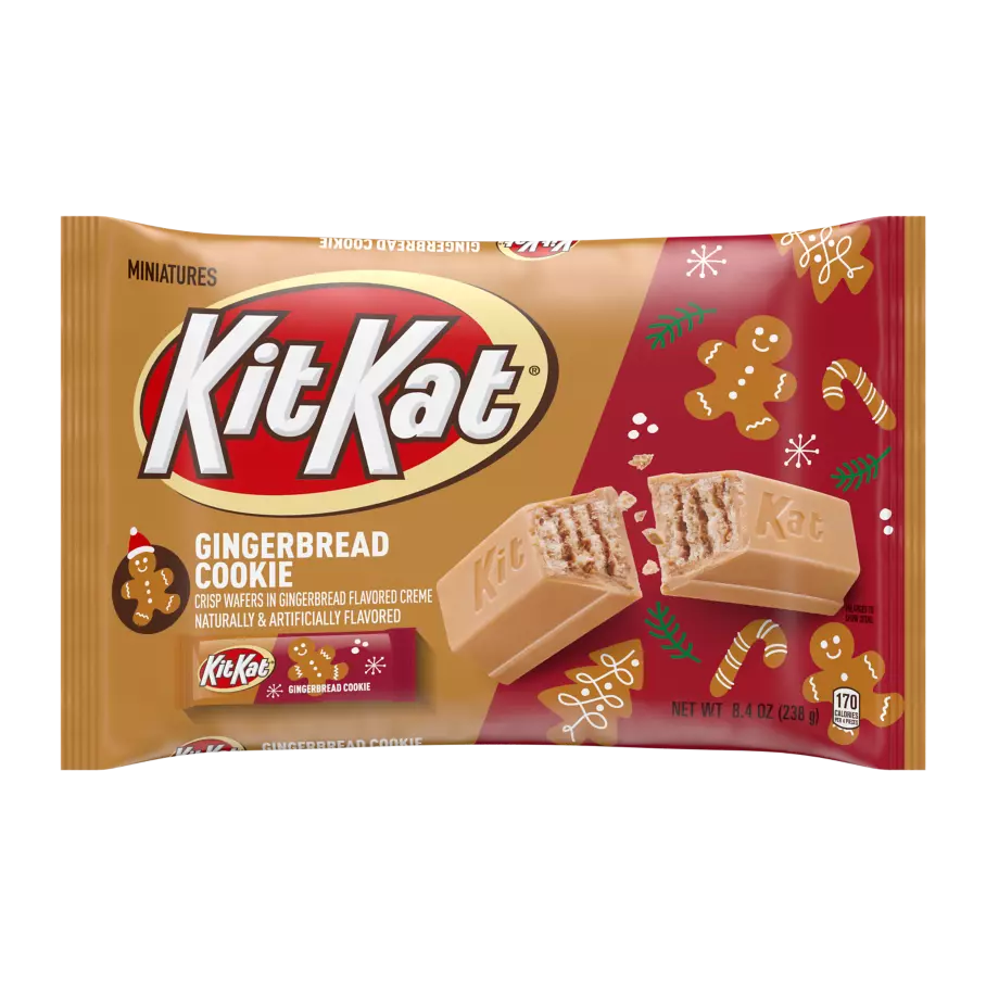 KIT KAT® Gingerbread Cookie Miniatures Candy Bars, 8.4 oz bag - Front of Package