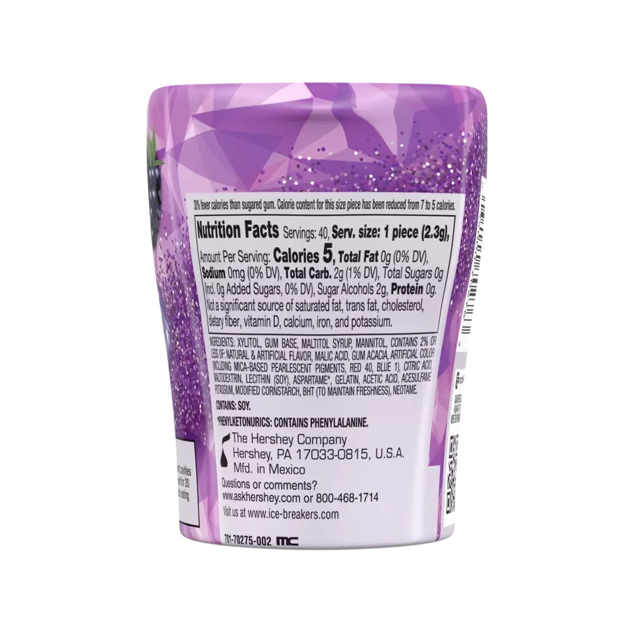 ICE BREAKERS ICE CUBES Glitter Sparkleberry Sugar Free Gum, 3.24 oz