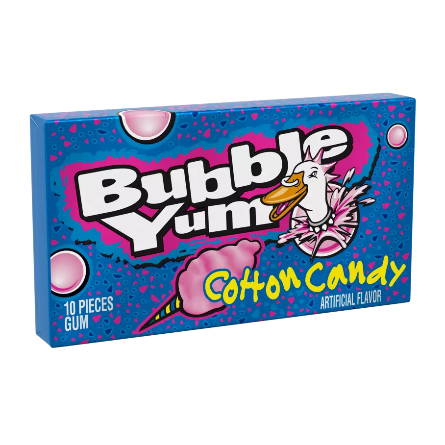 BUBBLE YUM Cotton Candy Bubble Gum, 2.82 oz, 12 count box - Out of Package