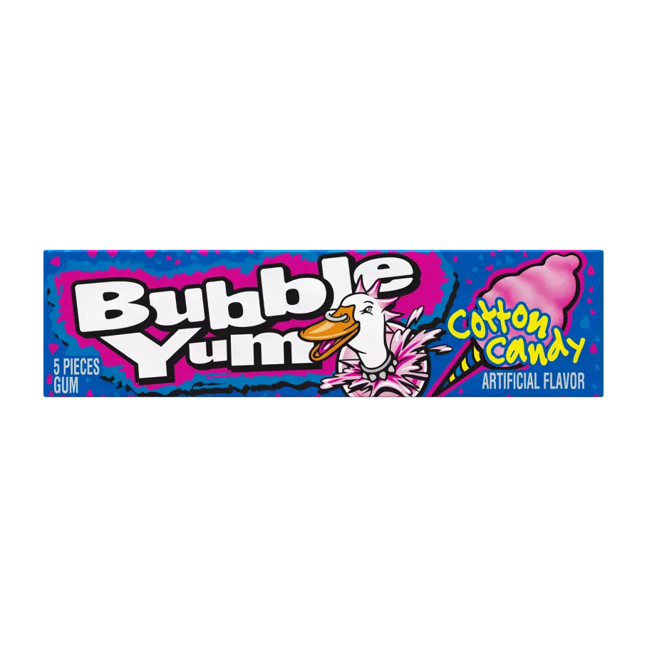 BUBBLE YUM Cotton Candy Bubble Gum, 1.4 oz, 5 pieces - Front of Package