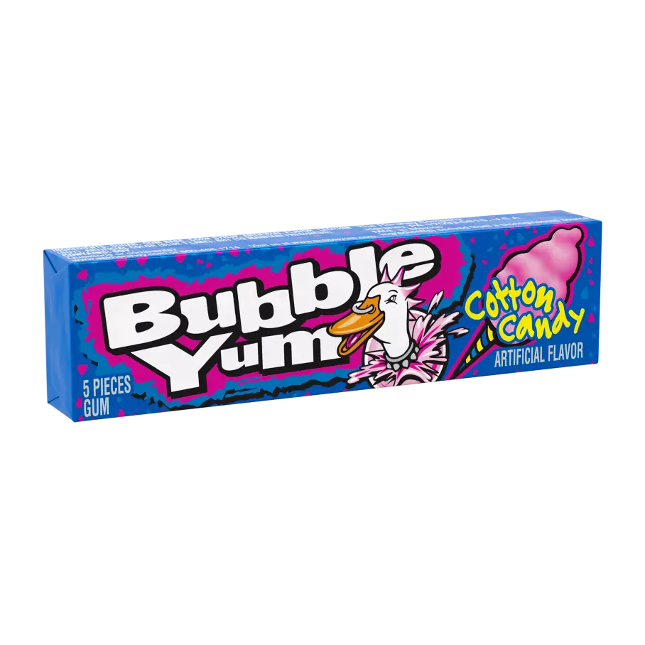 BUBBLE YUM Cotton Candy Bubble Gum, 1.4 oz, 18 count box - Out of Package